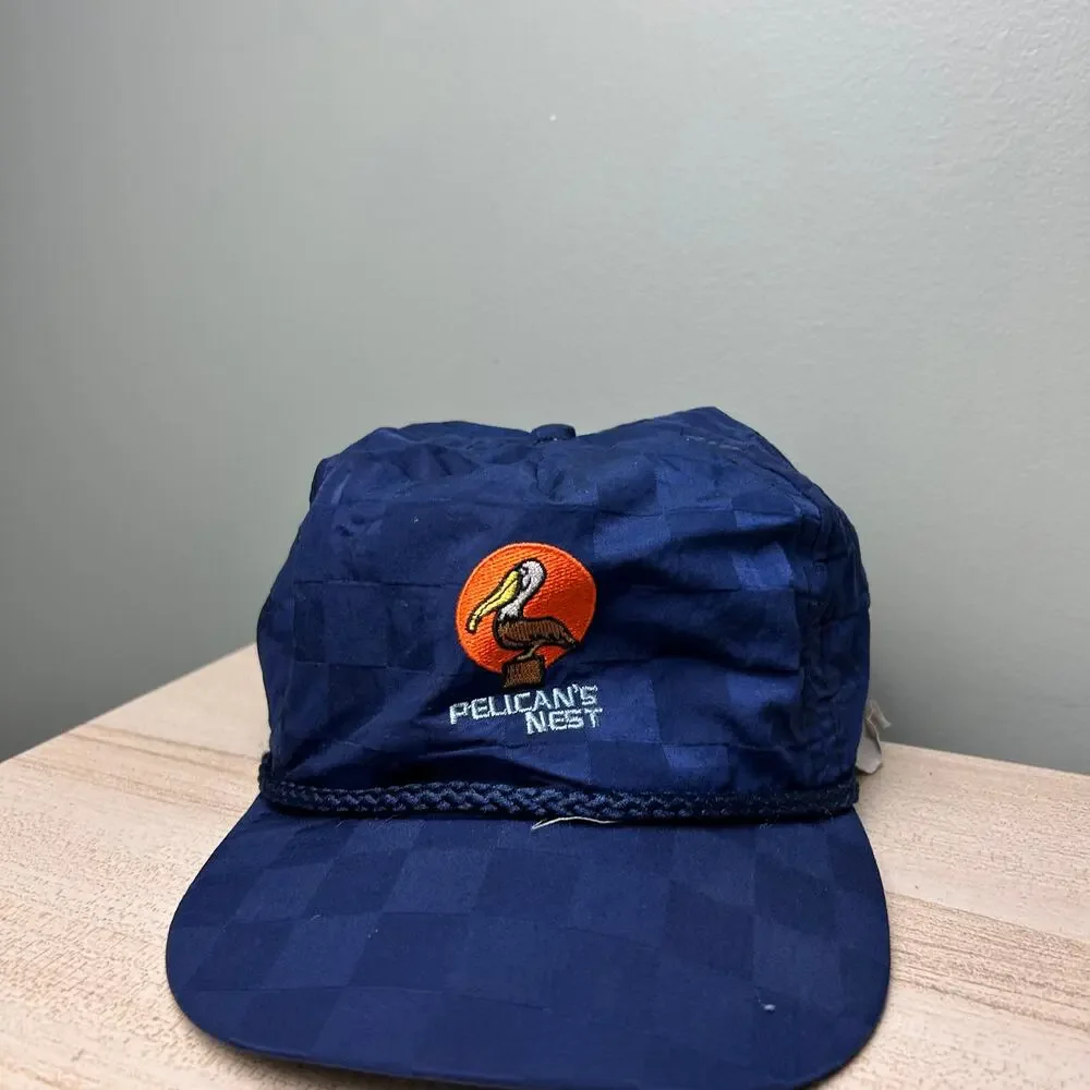 Vintage Pelican's Nest Golf Hat Imperial Headwear Nylon Rope Cap Snapback Blue - Picture 2 of 8